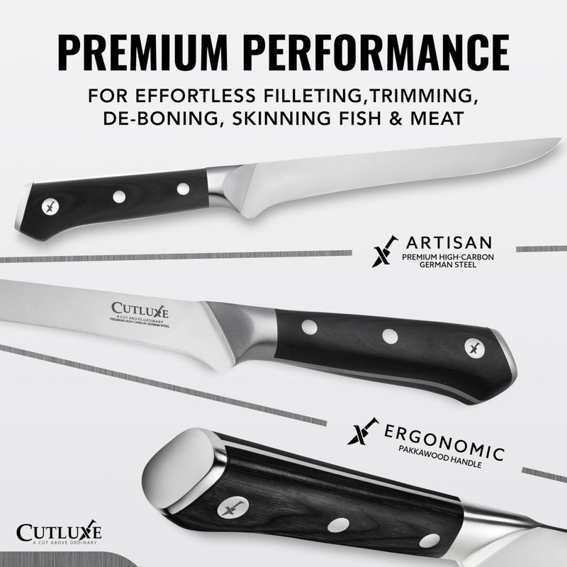 Cutluxe Boning Knife â€“ 6" Razor Sharp Fillet â€“ High Carbon German Steel â€“ Full Tang Ergonomic Handle Design, Grilling Gifts for Men â€“ Artisan Series - Image 2